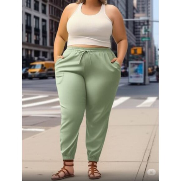 Banana Republic Green Place Holder Relaxed Lyocell Jogger Pants Plus Size 20 - Picture 2 of 12